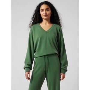 Athleta Seasoft Outfit VNeck Sweatshirt Straight Crop Pant XS SMALL *READ